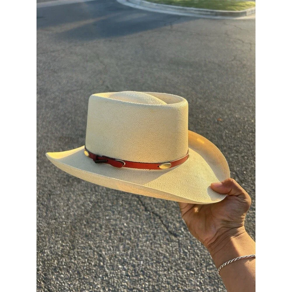 Vintage Stetson Gambler Cowboy Hat Genuine 7x Shantung Leather Band Size 7